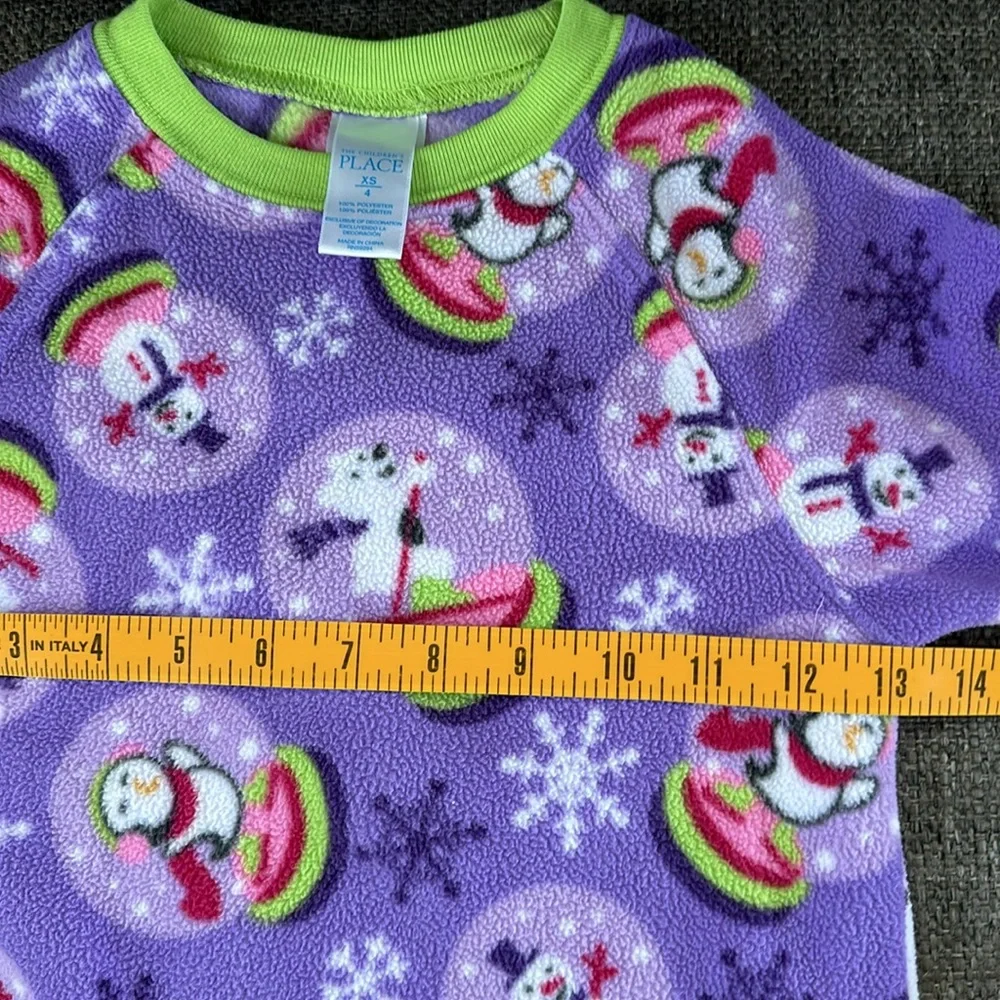The Children’s place Girls Purple Penguin Size 4 Fleece Pajama Set
